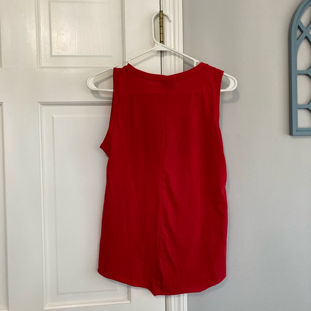 Women's Red Graphic Muscle Tee - Picture 4 of 5